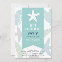 Starfish & Seashells Turquoise Blue 1st Birthday