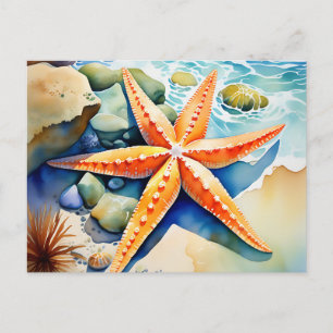 Starfish Serenity Watercolor Postcard