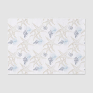 Starfish Shell White Blue Beach Tissue Paper