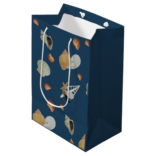 Starfish shells aqua blue beach ocean sea coastal medium gift bag (Front Angled)