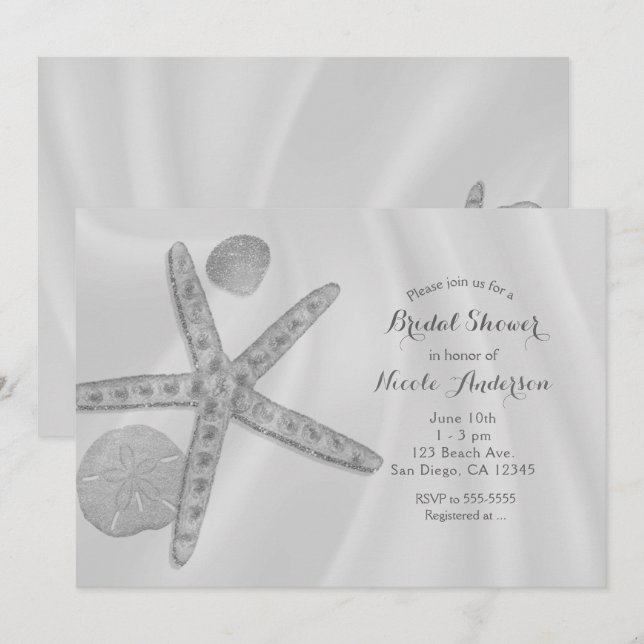 Starfish & Shells Beach Bridal Shower or Wedding Invitation (Front/Back)