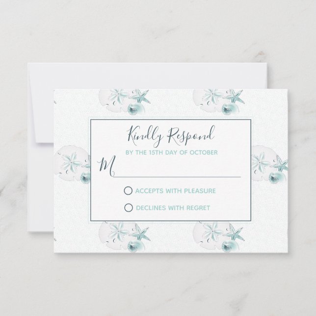 Starfish Shells Moderne Elegant Plage RSVP Mariage (Devant)