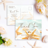 Starfish Shells Ocean Beach Wedding Thank You