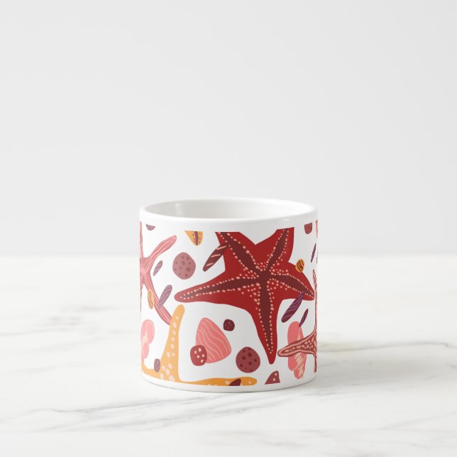 Starfish Shells: Scandinavian Sea Pattern Espresso Cup (Front)