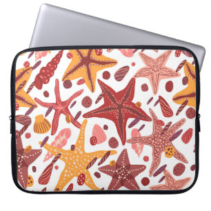 Starfish Shells: Scandinavian Sea Pattern Laptop Sleeve