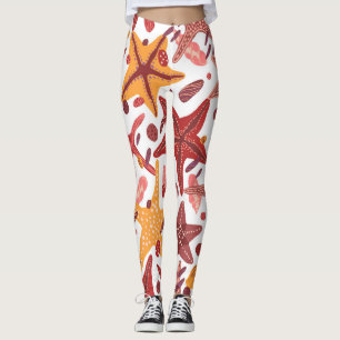 Starfish Shells: Scandinavian Sea Pattern Leggings