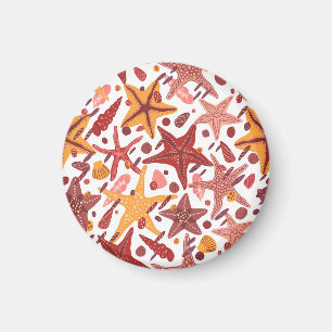 Starfish Shells: Scandinavian Sea Pattern Magnet