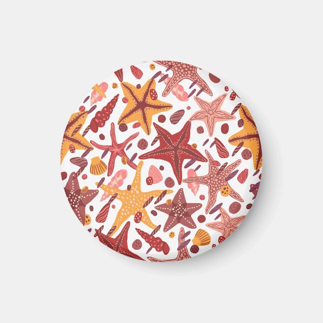 Starfish Shells: Scandinavian Sea Pattern Magnet (Front)