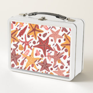 Starfish Shells: Scandinavian Sea Pattern Metal Lunch Box
