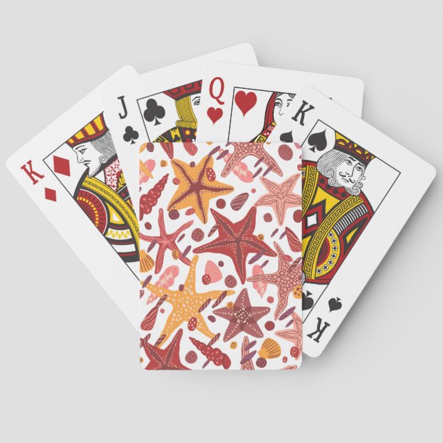 Starfish Shells: Scandinavian Sea Pattern Playing Cards (Back)