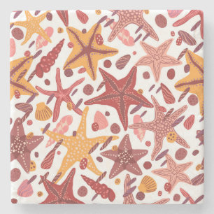 Starfish Shells: Scandinavian Sea Pattern Stone Coaster