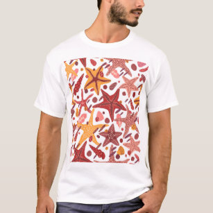 Starfish Shells: Scandinavian Sea Pattern T-Shirt