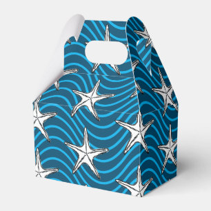 Starfish Sketch Blue Wave Patterns Favor Box