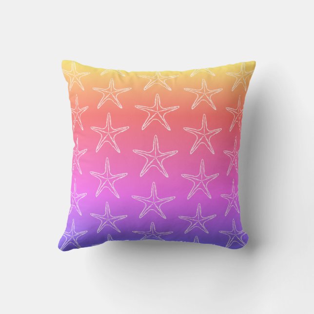 Starfish Sketch Pattern On Pastel Colours Throw Pillow (Back)