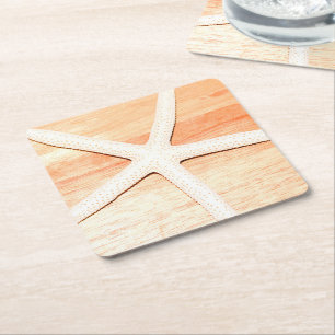 Starfish Square Paper Coaster