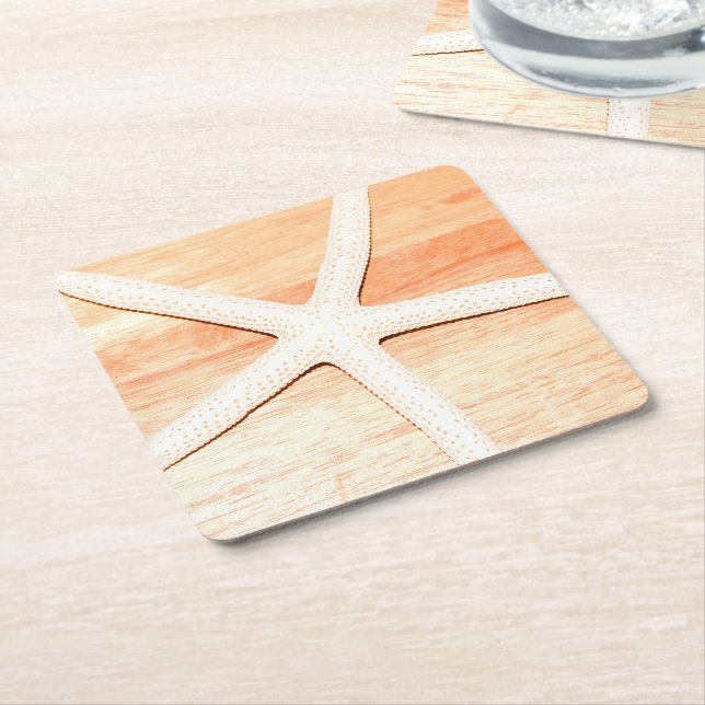Starfish Square Paper Coaster (Angled)
