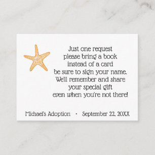 Starfish Story Adoption Party Book Request Enclosure Card