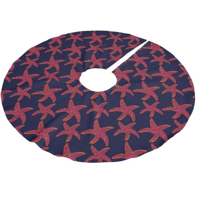 Starfish Style Pattern Brushed Polyester Tree Skirt (Angled)