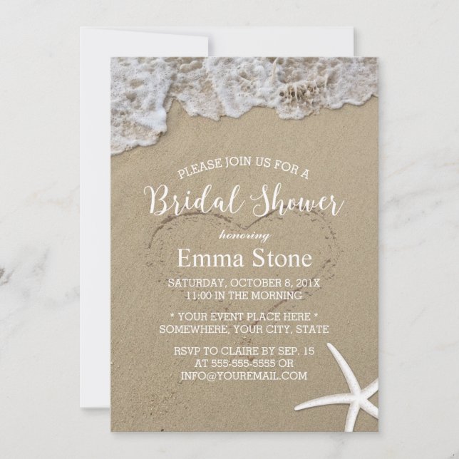 Starfish Summer Beach Wedding Bridal Shower Invitation (Front)