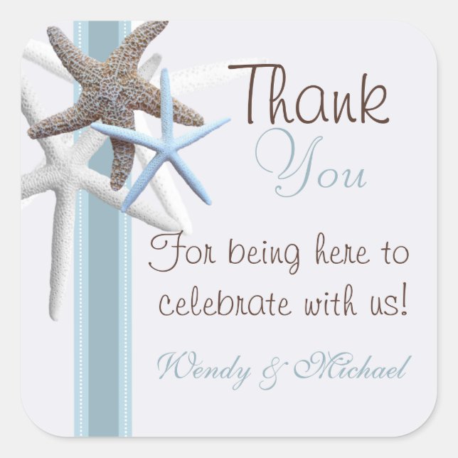 Starfish Thank You Personalized Wedding Sticker (Front)
