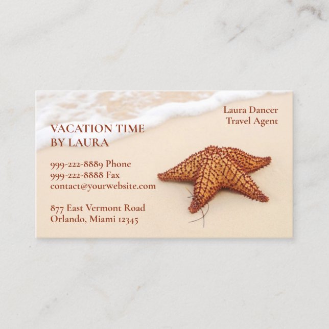 Starfish Travel Agency Business Card (Front)