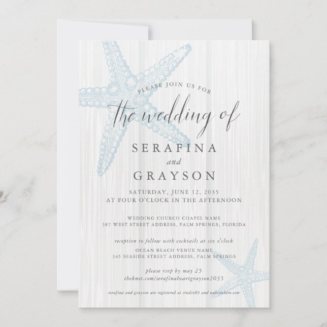 Starfish Tropical Rustic Beach Wedding All in One  Invitation (Front)