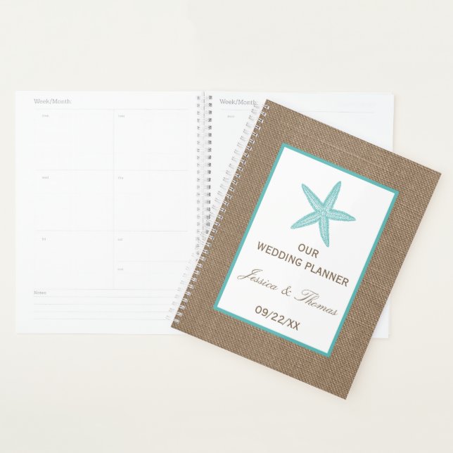 Starfish Turquoise Burlap Beach Wedding Collection (Devant avec enveloppe)