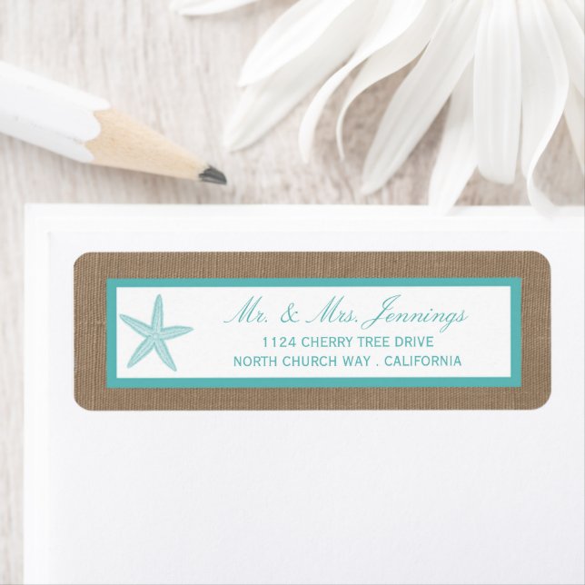 Starfish Turquoise Burlap Beach Wedding Collection (En situation)