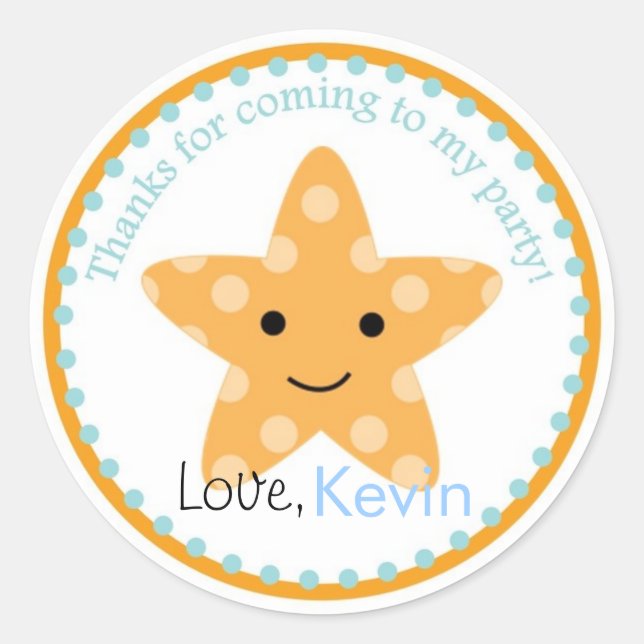 Starfish Under The Sea Birthday Sticker (Front)