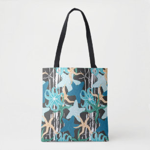 Starfish Vintage: Dark Striped Background. Tote Bag