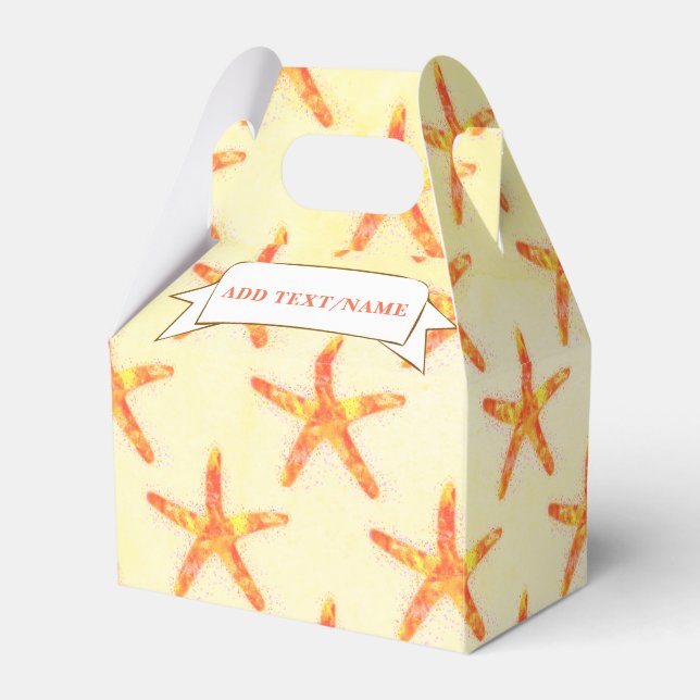 Starfish Watercolor Art Pattern Custom Name Favor Box (Front Side)