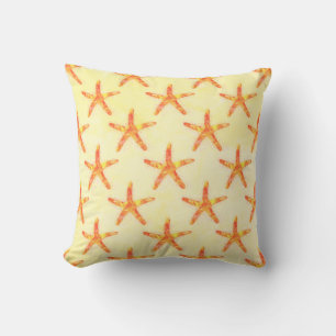 Starfish Watercolor Art Pattern Throw Pillow