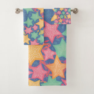 Starfish Watercolor Colorful Personalized Pattern Bath Towel Set