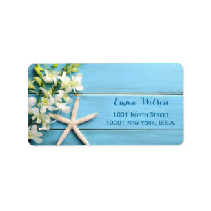 Starfish Wedding Address Labels With Orchids