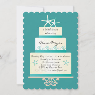 Starfish Wedding Cake Bridal Shower Invitations