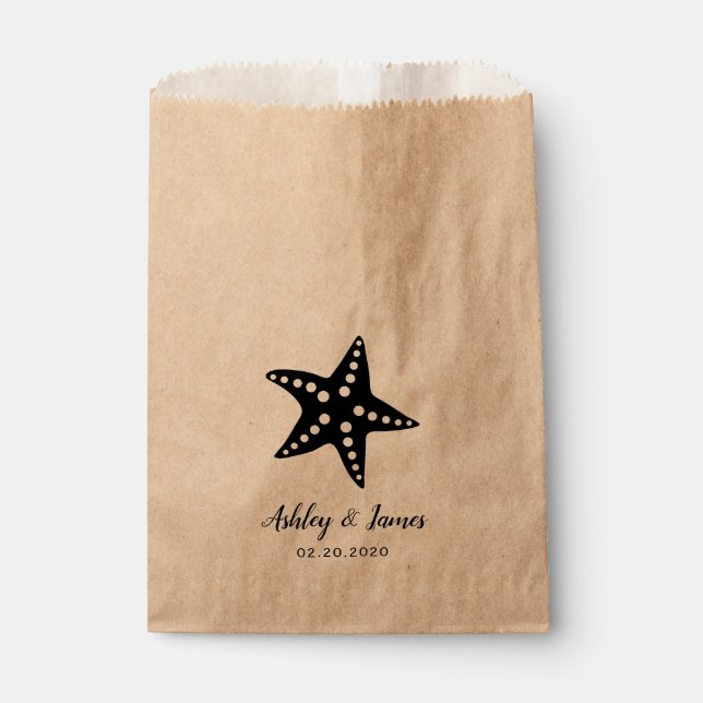 Starfish Wedding Favour Bags for Cookies & Treats (Front)