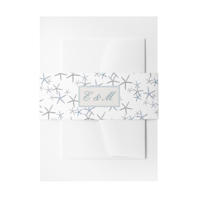 Starfish Wedding Initials Invitation Belly Band (Front Example)