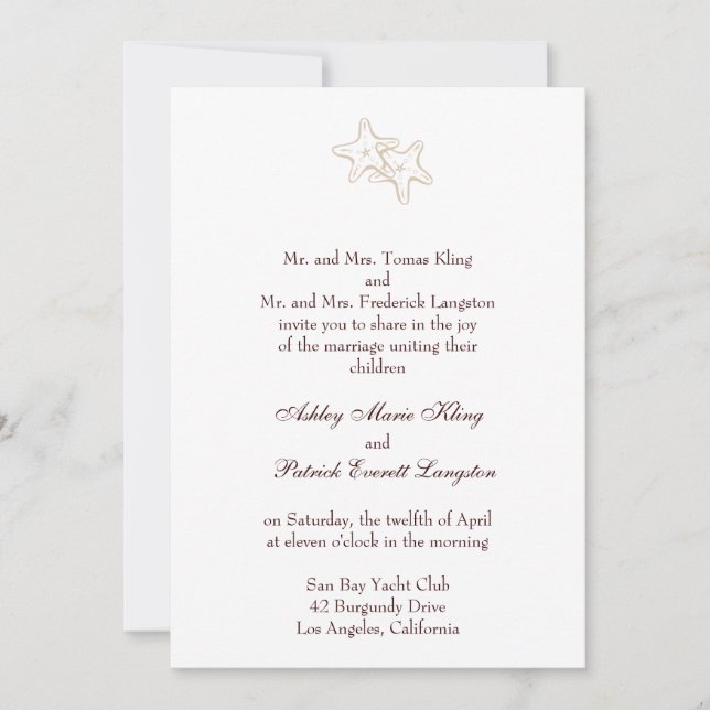 starfish wedding invitation (Front)