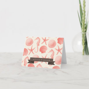 Starfish Wedding Personalized Thank You - Coral Note Card