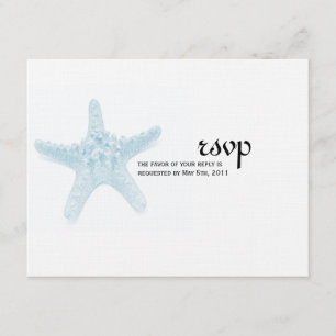 Starfish Wedding RSVP Card - Blue