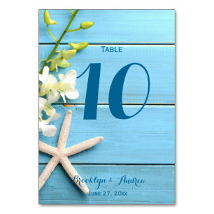 Starfish Wedding Table Numbers With Orchids
