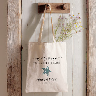 Starfish Wedding Welcome Bag, Grey Blue Tote Bag