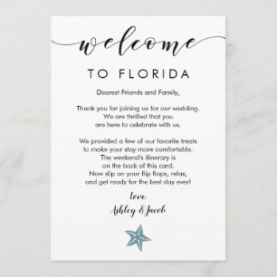 Starfish Wedding Welcome Letter & Itinerary Card