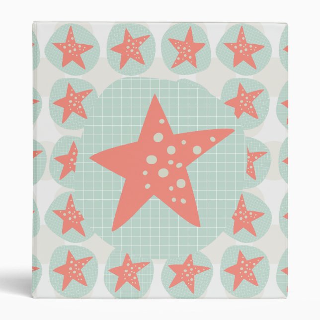 Starfish Whimsical Sea Ocean Nautical Binder (Front)