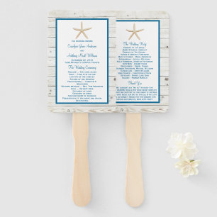 Starfish Whitewashed Wood Beach Wedding Collection Hand Fan