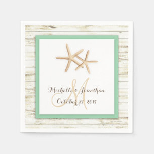Starfish Whitewashed Wood Beach Wedding Napkin