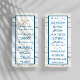 Starfish Whitewashed Wood Beach Wedding Program