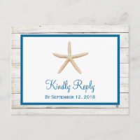 Starfish Whitewashed Wood Beach Wedding RSVP
