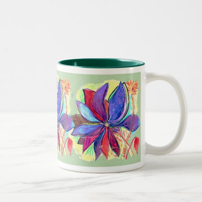 Starflower Mug on green background (Right)