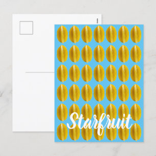 Starfruit Carambola Pattern Fruit for Vegan Holiday Postcard